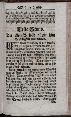 Erste Stund. Der Mensch soll allzeit seine Richtigkeit betrachten