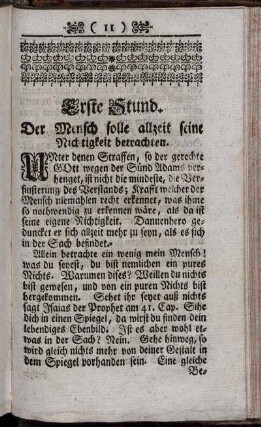 Erste Stund. Der Mensch soll allzeit seine Richtigkeit betrachten