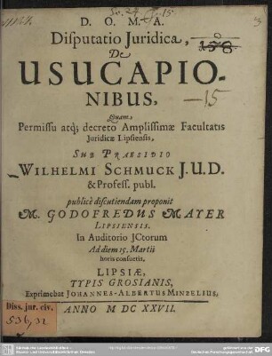 De usucapionibus