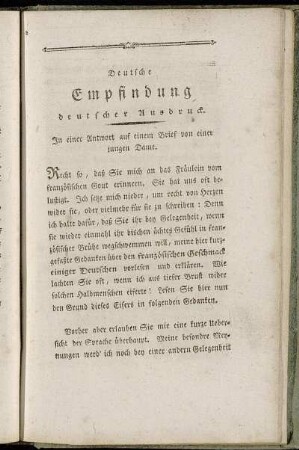 Deutsche Empfindung deutscher Ausdruck