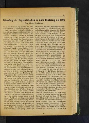 Dämpfung der Flugsandstrecken im Amte Rendsburg um 1800