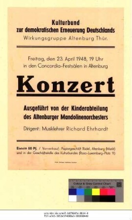 Originaltitel: Konzert Ausgeführt von der Kinderabteilung des Altenburger Mandolinenorchesters Dirigent: Musiklehrer Richard Ehrhardt