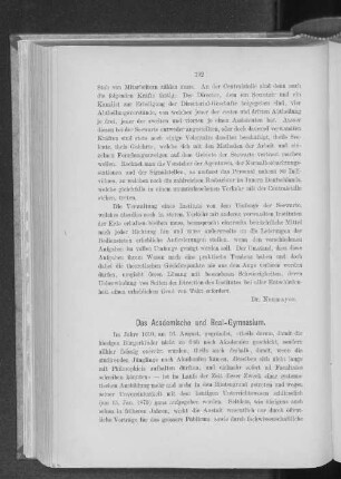 Das Academische und Real-Gymnasium.