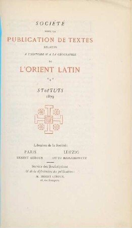 Itinera Hierosolymitana et descriptiones Terrae Sanctae bellis sacris anteriora, I = 1.2