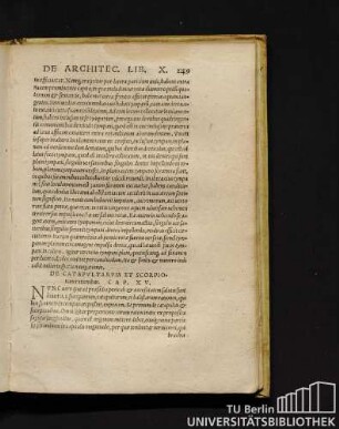 De Catapultarum Et Scorpionum rationibus. Cap. XV.