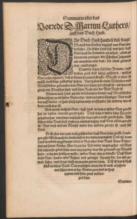 Vorrede D. Martini Luthers/ auff das Buch Hiob.