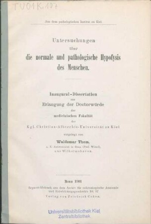 Untersuchungen über die normale und pathologische Hypofysis des Menschen