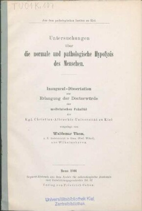 Untersuchungen über die normale und pathologische Hypofysis des Menschen
