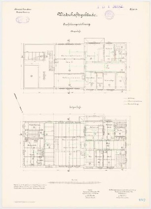 Pionierkaserne, Graudenz Wirtschaftsgebäude: Grundriss Erdgeschoss, Obergeschoss 1:100