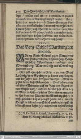 XXXVIII. Das Berg-Schloß Wartburg bey Eisenach