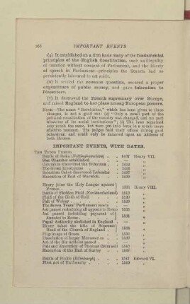 IMPORTANT EVENTS, WITH DATES