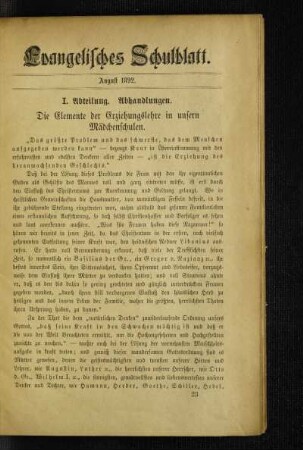 ¬Die¬ Elemente der Erziehungslehre in unsern Mädchenschulen
