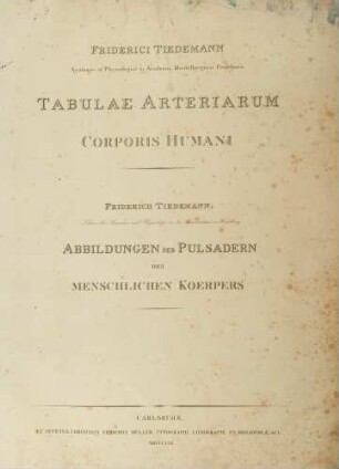 Friderici Tiedemanni Tabulae arteriarum corporis humani