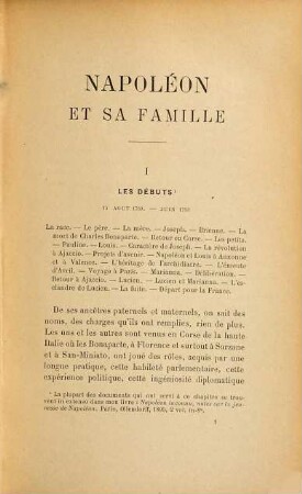 Napoléon et sa famille, 1. 1769 - 1802