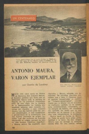 Antonio Maura, varón ejemplar : Un centenario