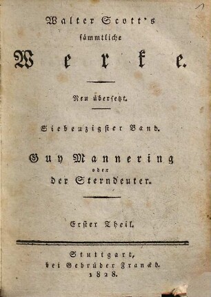 Guy Mannering oder der Sterndeuter, 1