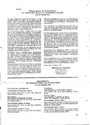 Rahmenprogramm für die Weiterbildung der hauptamtlichen Betreuer im polytechnischen Unterricht : 24/71 vom 10. Oktober 1971 ; [Hinweise und Kommentare]