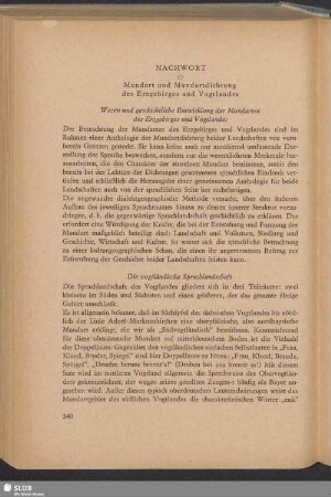 Nachwort: Mundart und Mundartdichtung des Erzgebirges und Vogtlandes