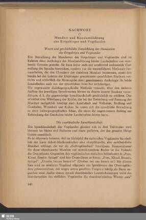Nachwort: Mundart und Mundartdichtung des Erzgebirges und Vogtlandes