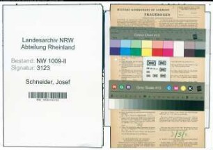 Entnazifizierung Josef Schneider , geb. 09.02.1921 (Baufuehrer)