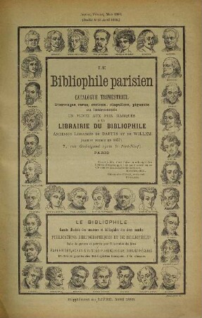 Le bibliophile parisien : Catalogue trimestriel d'ouvrages rares, curieux ... en vente à la Librairie du Bibliophile. 1888, Jan. - Juni
