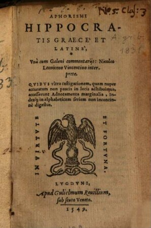 Aphorismi Hippocrati : graece et latine