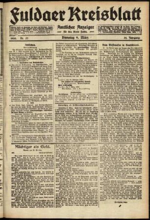 Ausgabe vom Dienstag, den 09. März 1920.
