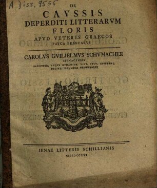 De caussis deperditi litteratum floris apud veteres Graecos