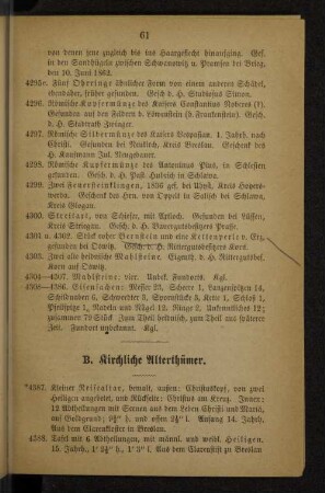 B. Kirchliche Alterthümer.