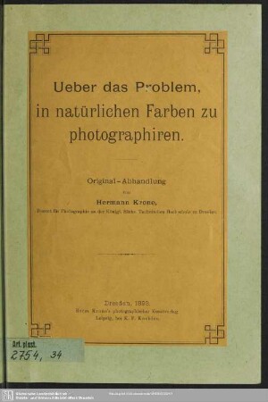 Über das Problem, in natürlichen Farben zu photographiren