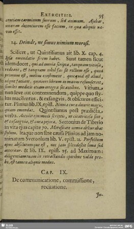 Cap. IX. De communicatione, commissione, recitatione