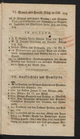 VII. Kupferstiche und Gemählde.