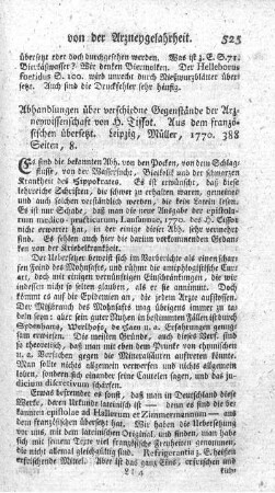 Abhandlungen über verschiedne Gegenstände der Arzneywissenschaft.