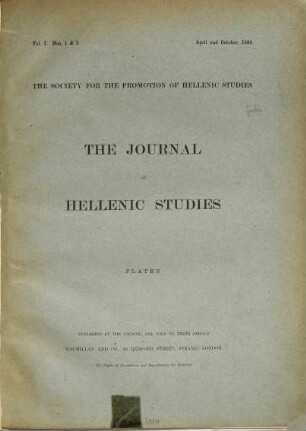 The journal of Hellenic studies. Plates. 1 = Taf. 1 - 8. 1880