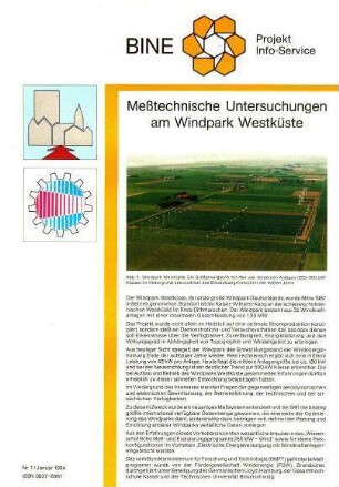 Meßtechnische Untersuchungen am Windpark Westküste.