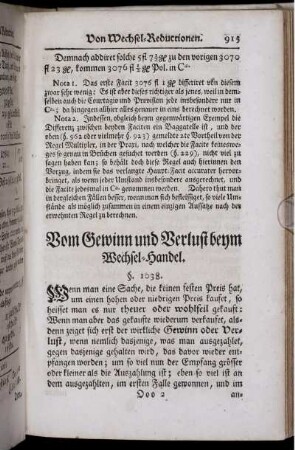 Vom Gewinn und Verlust beym Wechsel-Handel.