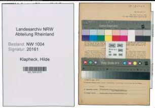 Entnazifizierung Hilde Klapheck , geb. 10.09.1909 (Aerztin)
