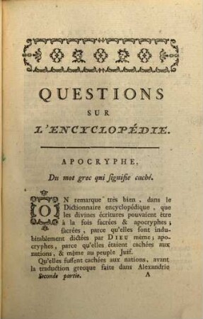 Questions Sur L'Encyclopédie, 2