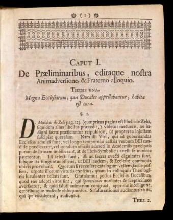 Caput I. De Praeliminaribus, editaque nostra Animadversione, ...