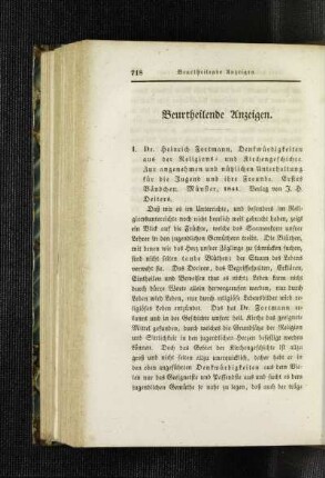 Beurtheilende Anzeigen