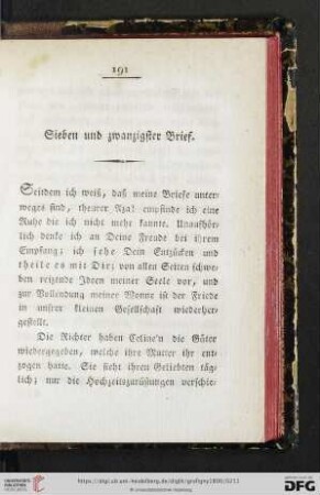 Sieben und zwanzigster Brief