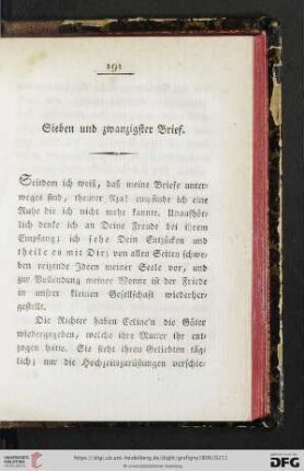 Sieben und zwanzigster Brief
