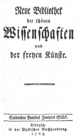 Siebenden Bandes zweytes Stück
