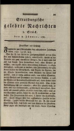 3. Stück, den 8. Jänner, 1783.