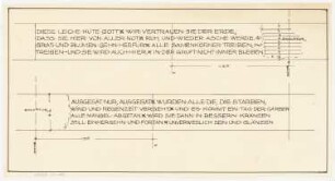 Friedhof Heerstraße, Berlin Feierhalle: Details (ohne Maßstab): Text an der Hallenrückwand oberhalb der Kanzel