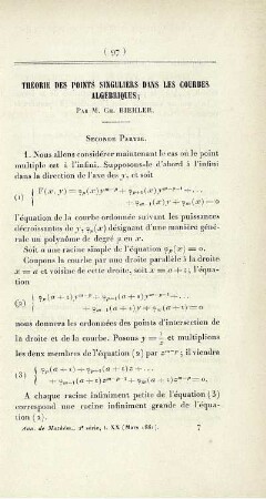 Théorie des points singuliers dans les courbes algébriques.