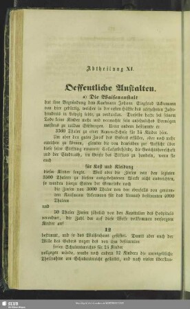 Abtheilung XI. Oeffentliche Anstalten