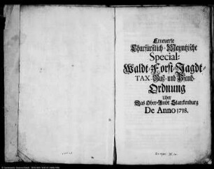 Holzordnung und Jagdordnung für den Hainich und die Flur der Vogtei Dorla