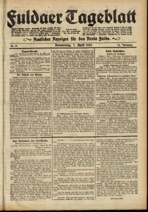Ausgabe vom Donnerstag, den 07. April 1921.