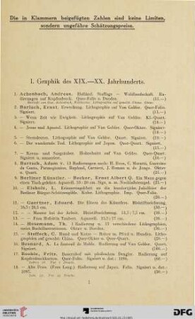 Graphik des XIX. - XX. Jahrhunderts (Nr. 1-690)